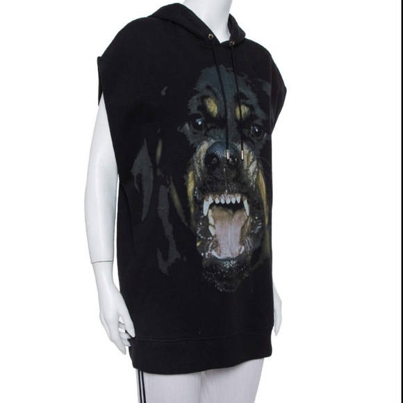 GIVENCHY PARIS ROTTWEILER Sleeveless Hoodie in Black - Picture 5 of 15